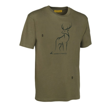 T-Shirt Homme Verney Carron Imprimé Cerf Kaki